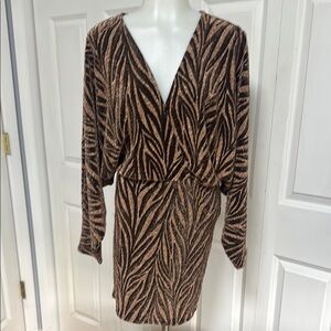 VENUS Zebra Print Mini Dress - Black and Tan
